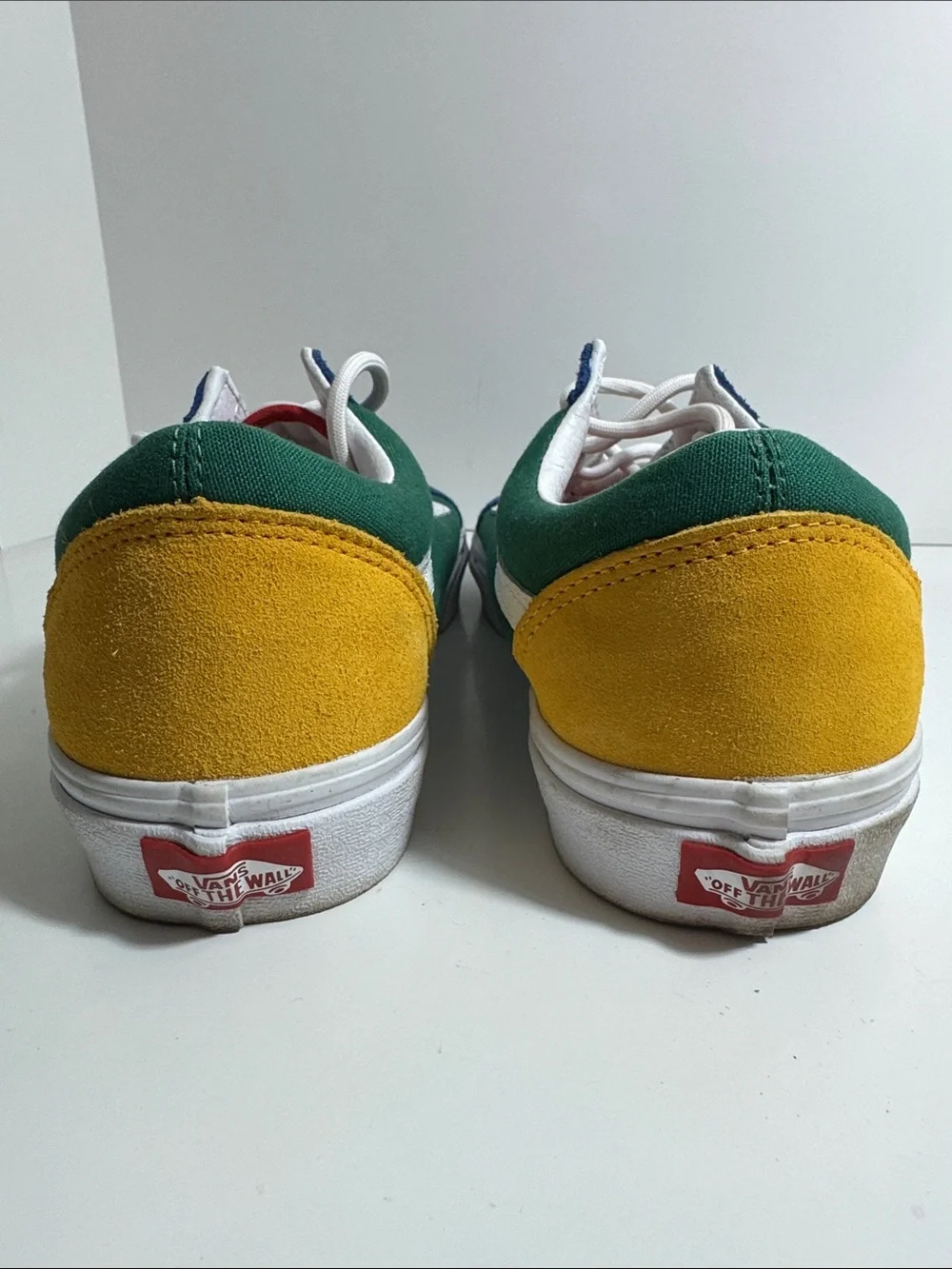 Vans Off The Wall Men's Low-Top Suede & Canvas Sneakers in Blue/Green Size 9